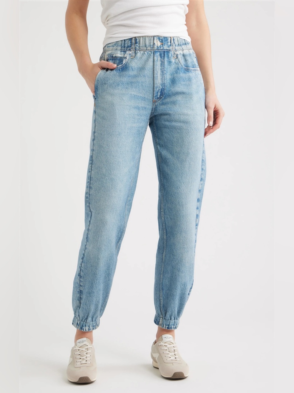 Rag and bone Miramar French terry jogger Jean small light wash